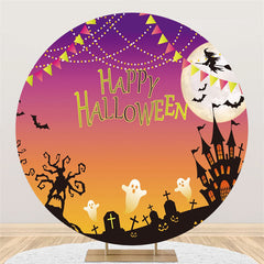 Fant?me rond et chateau nuit Happy Halloween toile de fond