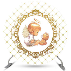 Toile de fond ronde pour bébé et ours brun