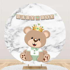 Toile de fond ronde de douche de bébé d'ours de texture de marbre pour la partie