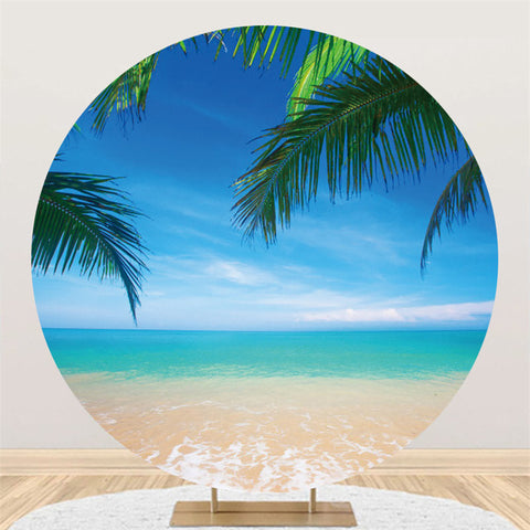 Rond Ciel Plage Vue Sur Mer Cocotier Toile De Fond Vacances