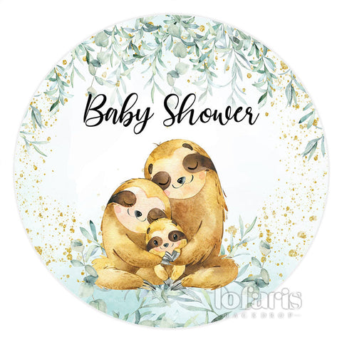 Toile de fond de douche de bébé mignon vert famille paresseux rond