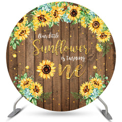 Tournesol rond en bois joyeux 1er anniversaire toile de fond