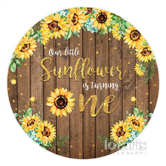 Tournesol rond en bois joyeux 1er anniversaire toile de fond