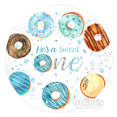 Donut rond doux joyeux 1er anniversaire toile de fond pour garçon