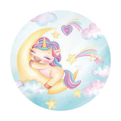 Toile de fond ronde de baby shower de licorne et de lune pour la fête