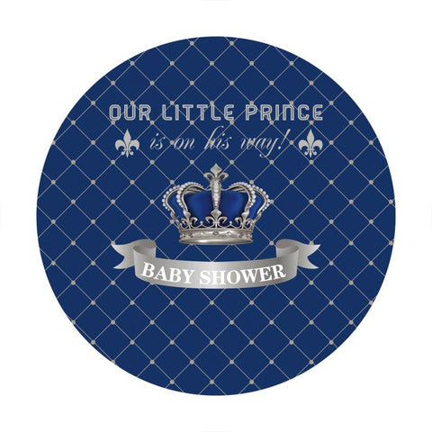 Toile De Fond De Cercle De Baby Shower De Couronne Bleu Royal Et Argent