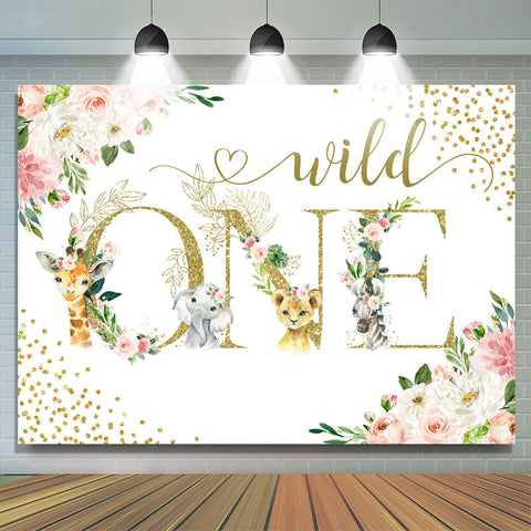 Safari et paillettes florales Wild One Birthday Toile de Fond