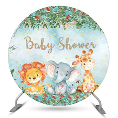 Safari Animaux Feuilles Baby Shower Toile de Fond Ronde