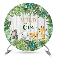 Safari Animals Wild One 1er Anniversaire Toile de Fond Ronde