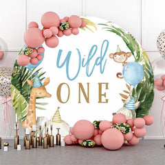 Toile de fond ronde Safari Animals Wild One Birthday