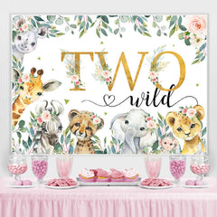 Safari Floral Plants Sauvage Deux Joyeux Anniversaire Toile de Fond