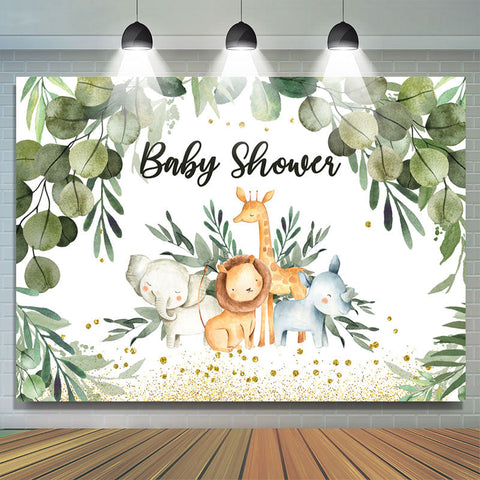 Safari vert jungle feuilles mignon bébé douche toile de fond