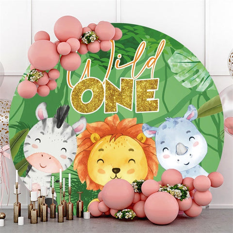 Toile de fond d'anniversaire Safari Green Jungle Wild One Circle