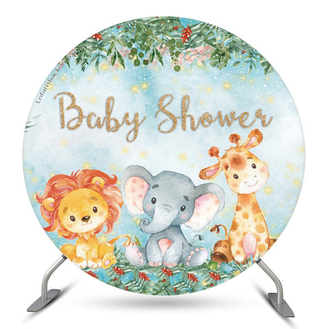 Toile de fond ronde Safari Jungle Animals Baby Shower