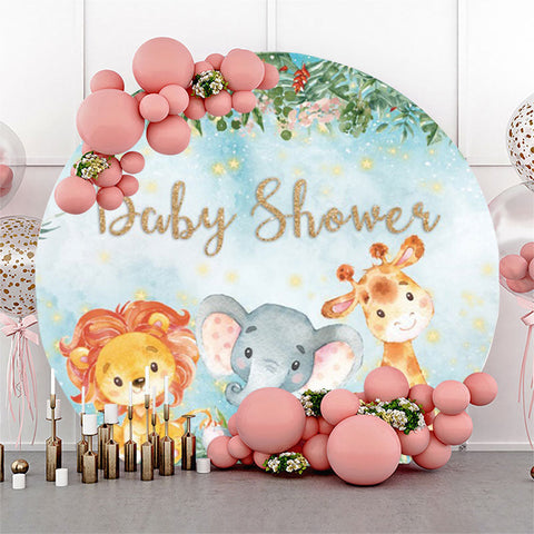 Toile de fond ronde Safari Jungle Animals Baby Shower