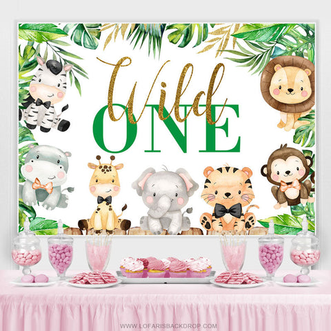 Toile de fond Safari sur le thème Lovely Wild One Happy Birthday