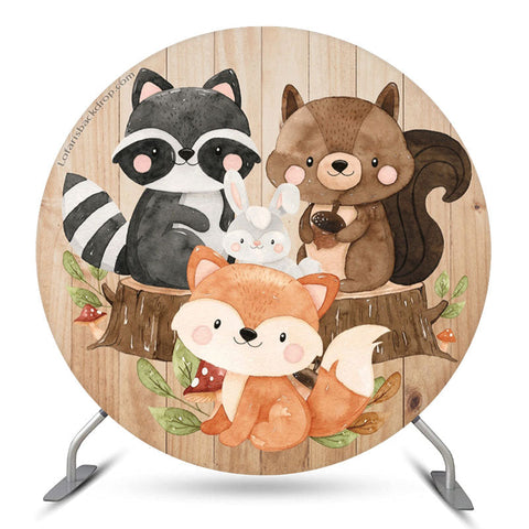 Toile de fond ronde d'anniversaire d'animal mignon sauvage de safari