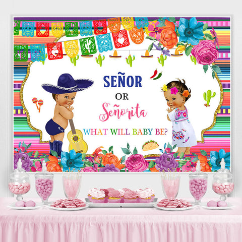 Senor et Senorita Lofaris Toile de fond mignonne pour baby shower