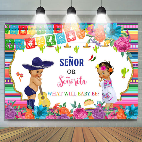 Senor et Senorita Lofaris Toile de fond mignonne pour baby shower