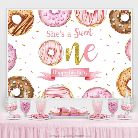 Elle est une toile de fond Sweet One Donut Happy Birthday