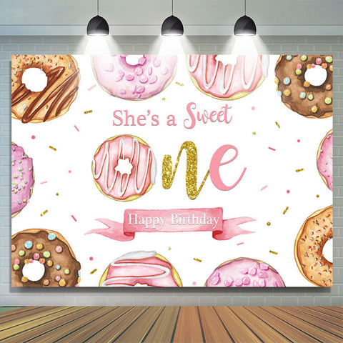 Elle est une toile de fond Sweet One Donut Happy Birthday