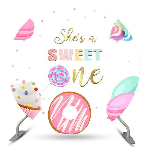 Toile de fond ronde pour anniversaire Shes A Sweet One Candy Land