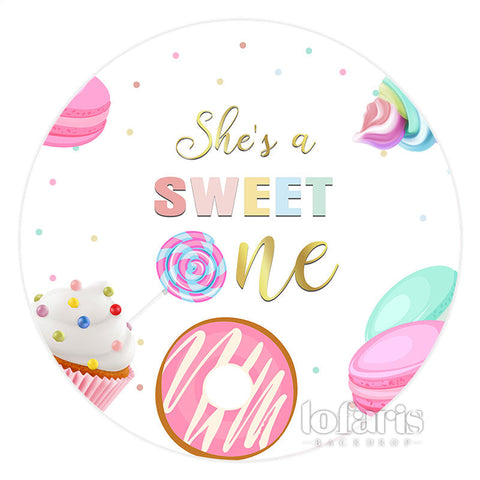 Toile de fond ronde pour anniversaire Shes A Sweet One Candy Land