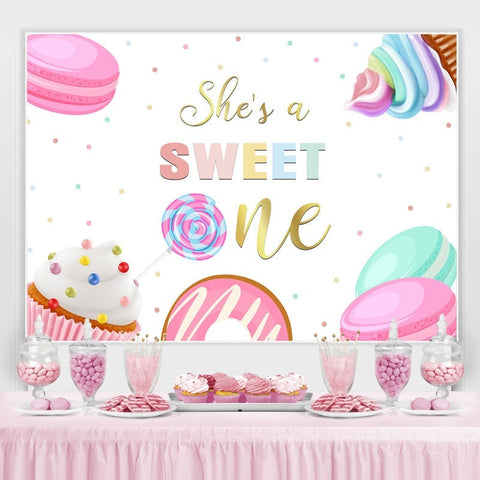 Shes A Sweet One Ice Cream Lollipop Toile de fond pour le 1er anniversaire