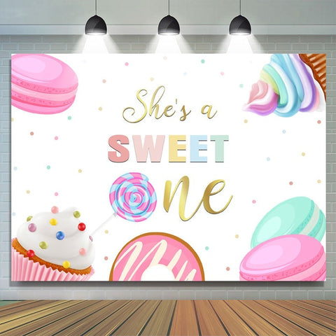 Shes A Sweet One Ice Cream Lollipop Toile de fond pour le 1er anniversaire