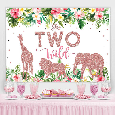Shes Two Wild Floral Pink Bokeh 2¨¨me toile de fond d'anniversaire