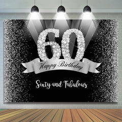 Toile de fond joyeux 60e anniversaire à paillettes argentées et noires