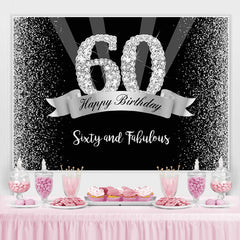 Toile de fond joyeux 60e anniversaire à paillettes argentées et noires