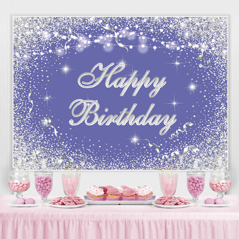 Toile de fond joyeux anniversaire Bokeh paillettes argent et bleu