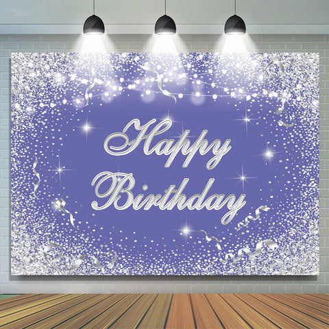 Toile de fond joyeux anniversaire Bokeh paillettes argent et bleu