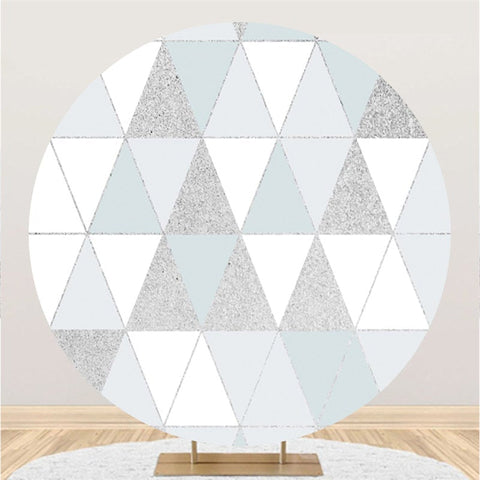 Toile De Fond Ronde Joyeux Anniversaire Triangle Argent Et Blanc