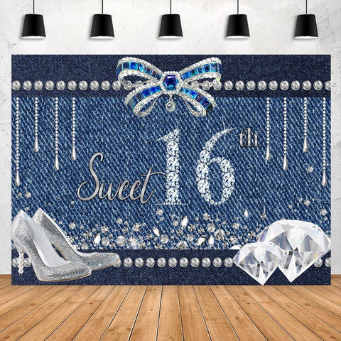 Toile de fond de joyeux anniversaire Sweet Sixteen Silver Diamond