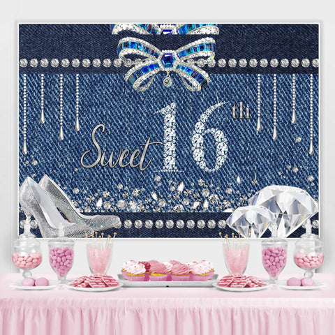 Toile de fond de joyeux anniversaire Sweet Sixteen Silver Diamond