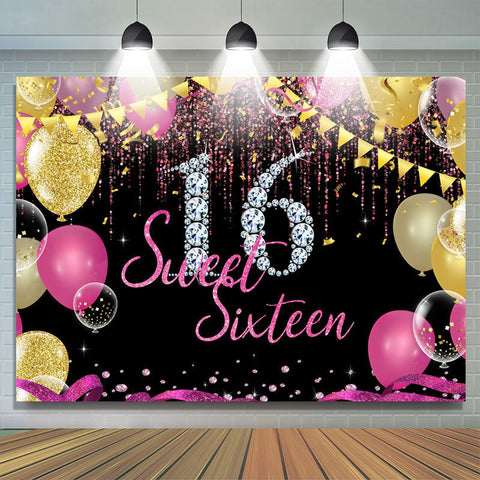 Diamants argentés et paillettes Sweet 16 Birthday Backdorp