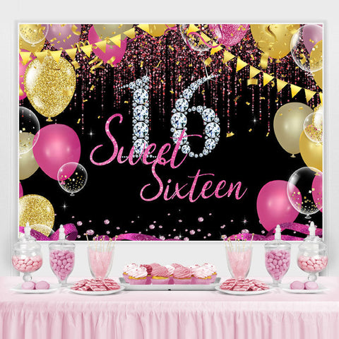 Diamants argentés et paillettes Sweet 16 Birthday Backdorp