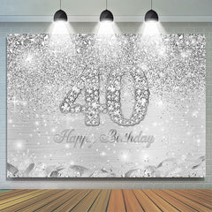Toile de fond simple joyeux 40e anniversaire à paillettes argentées