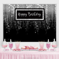 Toile de fond de joyeux anniversaire de luxe Silver Glitter Spark