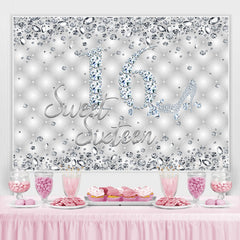 Toile de fond d'anniversaire de Sweet Sixteen Silver Diamond Shiny