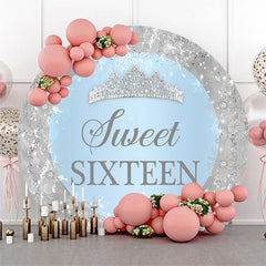 Flocon de neige étincelant argenté rond Sweet 16 Toile de fond