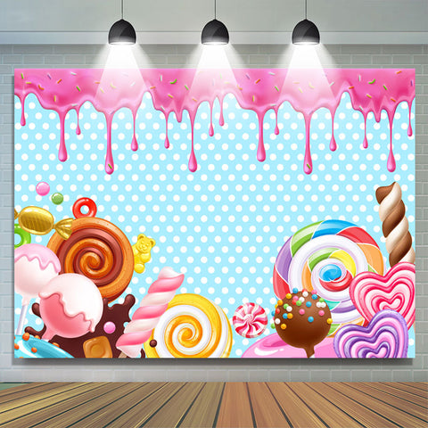 Toile de fond joyeux anniversaire Candy Land simple pour fille