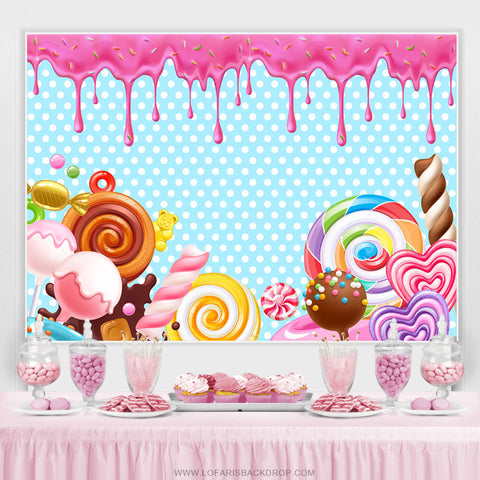 Toile de fond joyeux anniversaire Candy Land simple pour fille