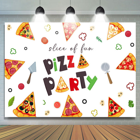 Simple tranche mignonne de toile de fond amusante pour la fête de la pizza