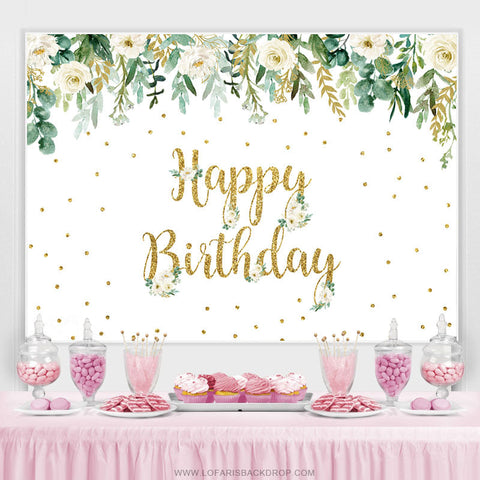 Toile de fond joyeux anniversaire paillettes florales simples pour femme