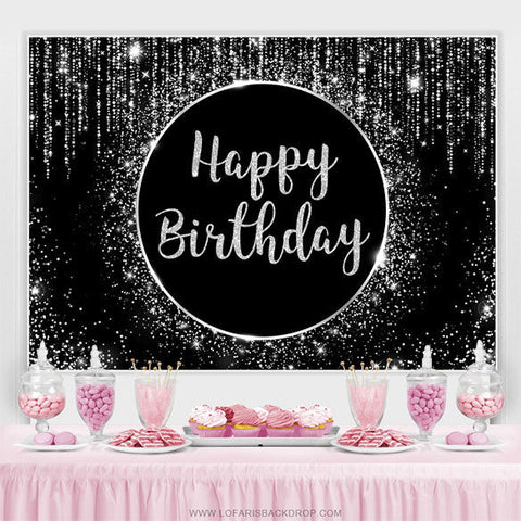 Toile de fond simple joyeux anniversaire noir et blanc scintillant