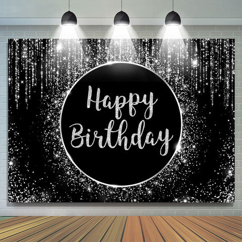 Toile de fond simple joyeux anniversaire noir et blanc scintillant