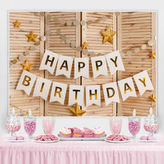 Simple Joyeux Anniversaire Drapeau ¨¦toiles Toile De Fond F¨ºte En Bois
